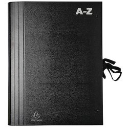 Fächermappe A-Z A4 schwarz mit dehnbarem Rücken und Band