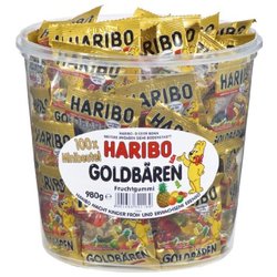 HARIBO echte Goldbären Mini 100 Beutel in Klarsichtdose