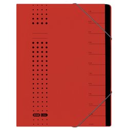 Ordnungsmappe Karton 450g A4 12-teilig rot