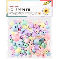 Holzperlen-Mix pastell rund 85-teilig