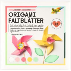 Origamipapier-Faltblatt Kunststoff 20x20cm 20Bl 5-farbig sortiert