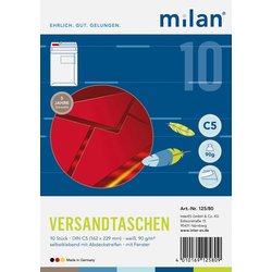 Fenster-Versandtasche Milan  DIN C5 weiß  90g/m² 10St