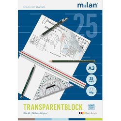 Transparentpapierblock Milan 244/3 80g A3 25Bl