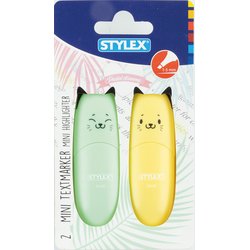 Mini-Textmarker 2 Stück pastell Katzendesign