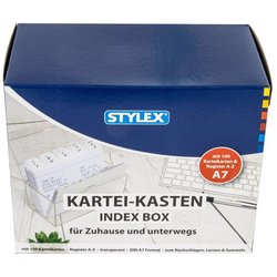 Karteikasten DIN A7 transparent inkl. 100 Karteikarten