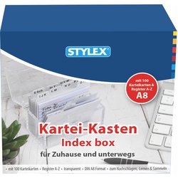 Karteikasten DIN A8 transparent inkl. 100 Karteikarten