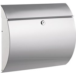 Briefkasten Stahl lackiert silber, gerundete Form, Maße:37,5x33x12 cm