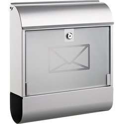Briefkasten mit Zeitungsbox Stahl, lackiert siber, Maße:36x41x11,5 cm