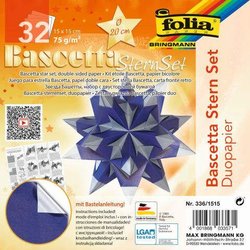 Bascetta Stern Folia 336/1515 15x15 30Bl Duo-Papier 75g Blau/Silber