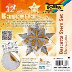 Bascetta-Stern Folia 366/1515 75g 15x15cm 32Bl Duo-Papier silber/gold