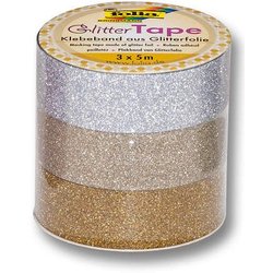Glitter-Tape Folia 28301 3er-Set, 15mmx5m silber/hellgold/gold