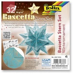 Bascetta Stern Set 15x15m 32Bl türkis/Winterornament kupfer