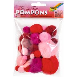 Pompon Rottöne sortierte Größen 30St