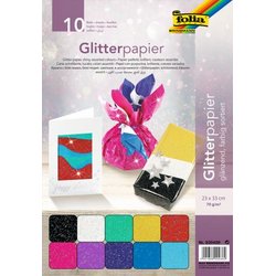 Glitterpapier 70g 24x34cm 10Bl sortiert