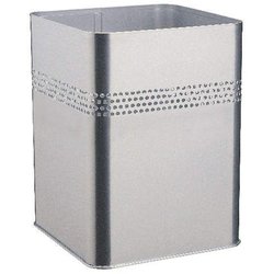 Metall Papierkorb viereckig 18,5L silbermetallic, mit perforiertem