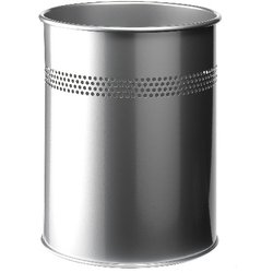 Metall Papierkorb rund, 14,7 Liter hoch silber, mit perforiertem