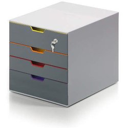 Schubladenbox Varicolor Safe 2+2 geschlossene Schübe abscließbar lichtgrau/bunt