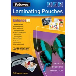 Laminierfolie Fellowes 5306101 Enhance 80Mic A4 glänzend