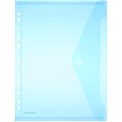 Sichttasche Foldersys 40106-44 PP A4quer mit Klettverschluss + Abheftrand transluzent blau