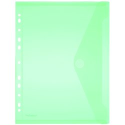 Sichttasche Foldersys 40106-54 PP A4quer mit Klettverschluss + Abheftrand transluzent grün