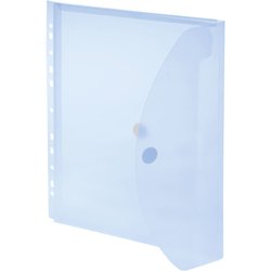 Sichttasche Foldersys 40109-44 PP A4quer mit Klettverschluss, Abheftrand + Dehnfalte transluzent blau