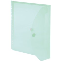 Sichttasche Foldersys 40109-54 PP A4quer mit Klettverschluss, Abheftrand + Dehnfalte transluzent grün