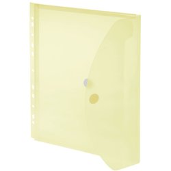 Sichttasche Foldersys 40109-64 PP A4quer mit Klettverschluss, Abheftrand + Dehnfalte transluzent gelb
