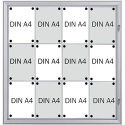 Schaukasten 12xDIN A4 Schreibtafel Format 96,9x100,4x2,3cm (HxBxT)