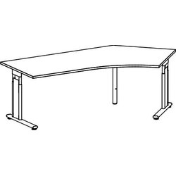 Schreibtisch, rechts, Lissabon 135°, 2166x1131, Buche/Silber