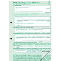 Arbeitsvertrag für gewerbliche Arbeitnehmer 80g A4 SD 2x2Bl