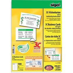 Visitenkarte Sigel LP850 3C 85x55mm 225g beidseitig bedruckbar 100St