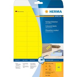 Color-Etikett Herma 4366 A4 20Bl 45,7x21,2mm 960St uml. Rand gelb