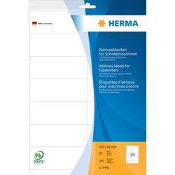 Adressetikett Herma 4442 A4 20Bl 105x42mm 280St weiß