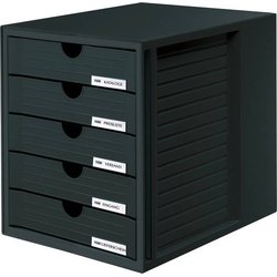 Schubladenbox A4 5 Schübe zu schwarz System 275x330x320mm