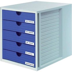 Systembox HAN 1450-14 5 lichtgrau mit 5 blauen Laden
