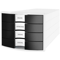 Schubladenbox IMPULS, weiß/schwarz A4/C4, 4 geschlossene Schubladen