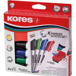 KORES WB-Marker Set + Schwamm 4 Farben, 3mm Rundspitze (14)