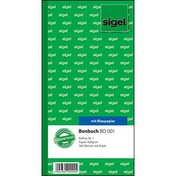 Bonbuch Sigel BO001 105x200mm 360 Abrisse mit Kellnernummer 1 2x60Bl hellgrün