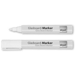 Glasboard-Marker Sigel GL715 Rundspitze 2-3mm weiß 2St