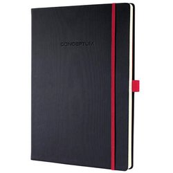 Notizbuch Conceptum ca. A4 194 S. Hardcover kariert 80g black-red