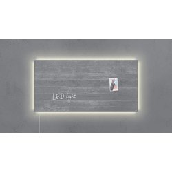 Glas-Magnetboard 910x460mm Sichtbeton mit LED light