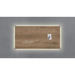 Glas-Magnetboard 910x460mm Natural-Wood mit LED light