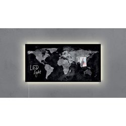 Glas-Magnetboard 910x460mm World-Map mit LED light