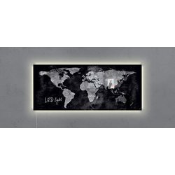 Glas-Magnetboard 1300x550mm World-Map mit LED light 
