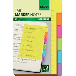 Tab Marker Notes Papier 100x148mm mit großem Notizfeld 6 Farben 42Bl