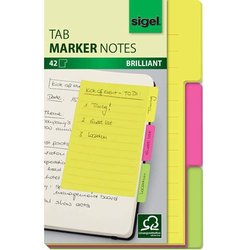 Tab Marker Notes Papier 100x148mm mit großem Notizfeld 3 Farben 42Bl
