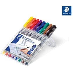 Folienschreiber Lumorcolor non-permanent 1-25 mm wasserlöslich 8er Etui mit 8 Farben sortiert